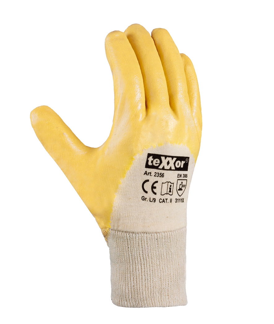 7/S texxor 2356 Nitril gelb mit Strickband 12 x Arbeitsschutz Handschuhe Gr 