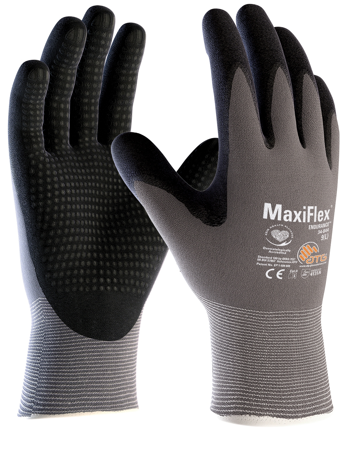 ATG® Nylon-Strickhandschuhe MaxiFlex® Endurance™ (34-844) grau/schwarz | Gamaschen
