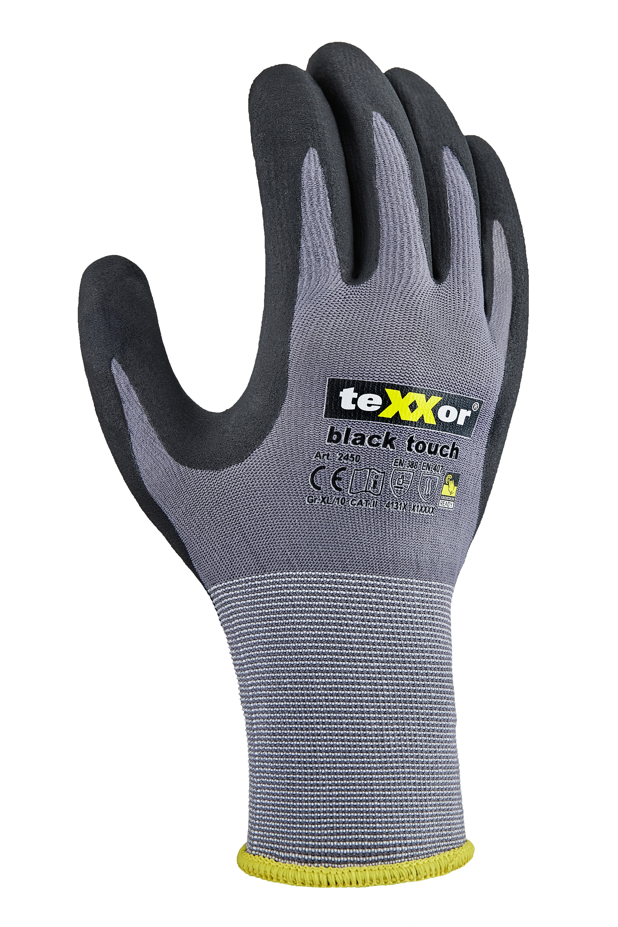 Nylon-Strickhandschuhe touch® black grau/schwarz teXXor®
