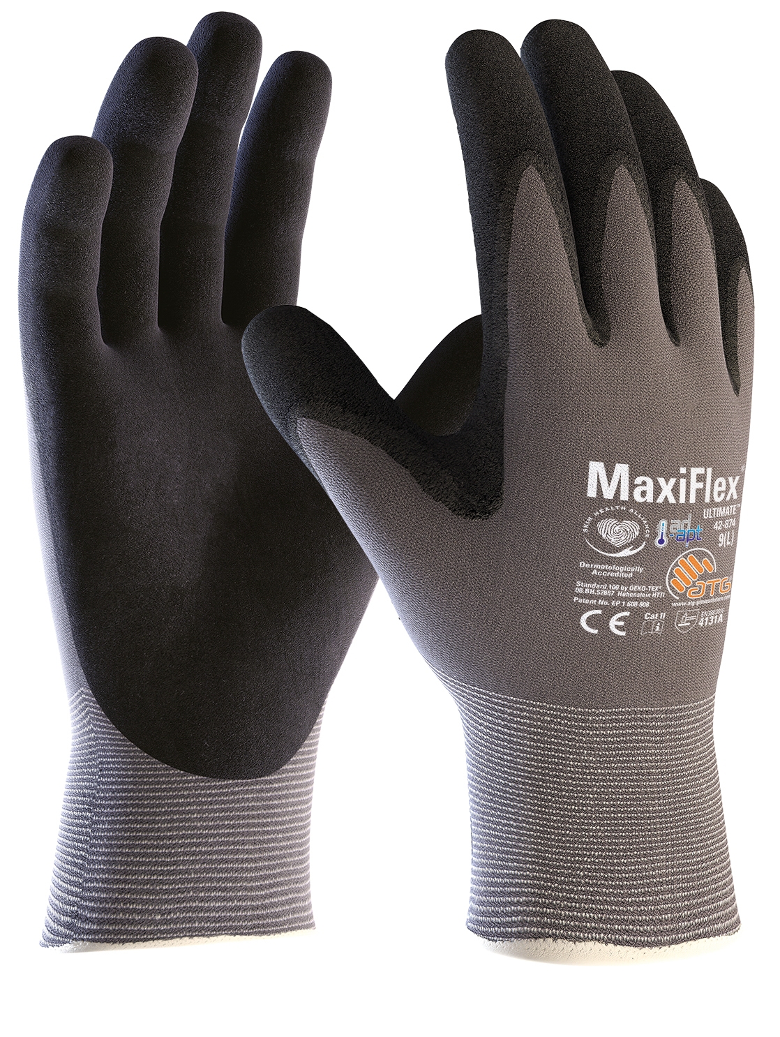 MaxiFlex® grau/schwarz Ultimate™ AD-APT® ATG® (42-874) Nylon-Strickhandschuhe