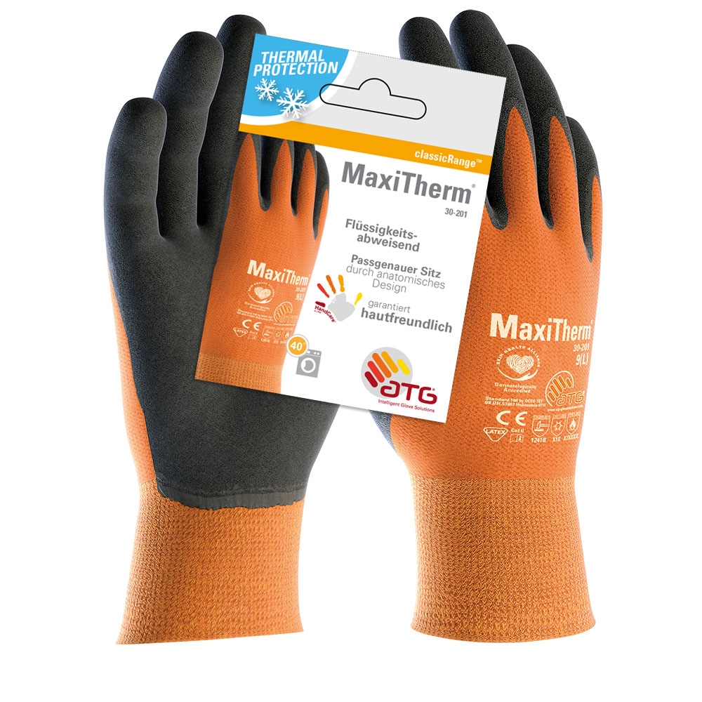 ATG® Polyacryl/Polyester-Strickhandschuhe MaxiTherm® HCT) (30-201 orange/grau